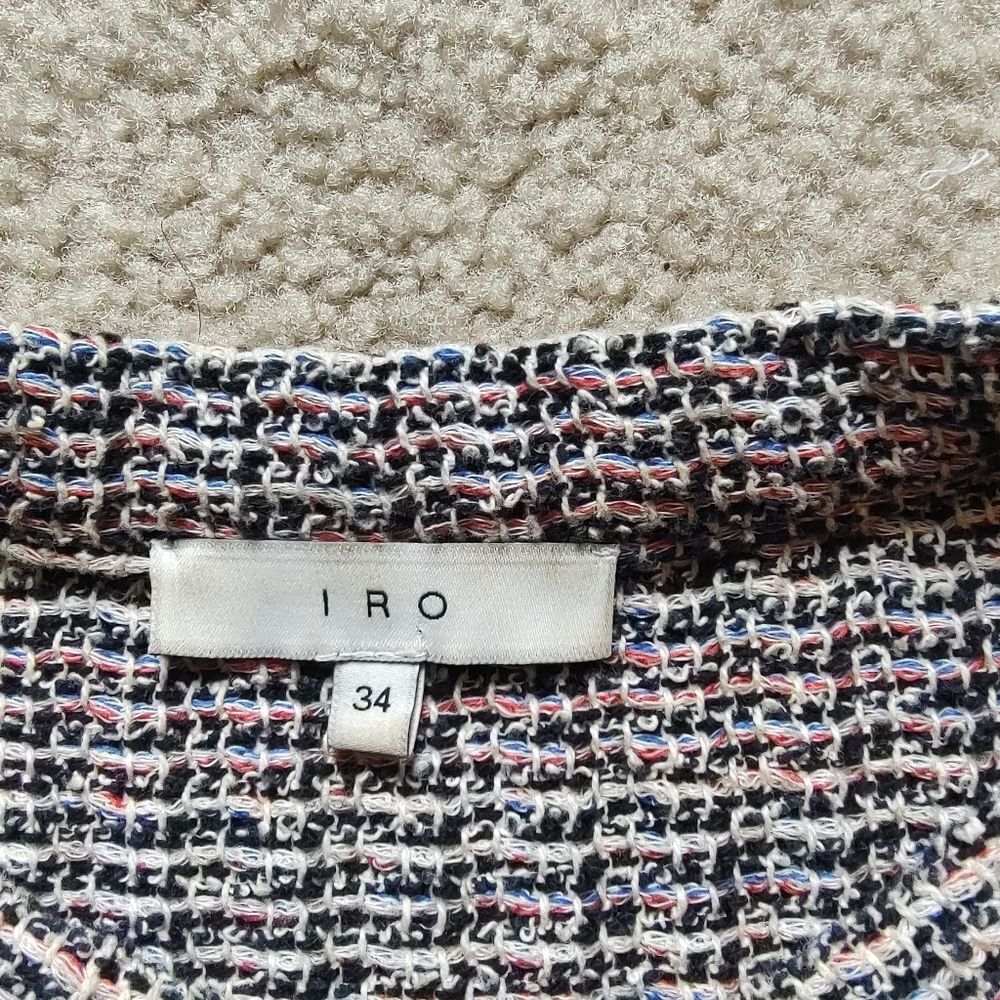 IRO tweed fringe short-sleeved boxy top size 34 2 XS - Picture 3 of 9